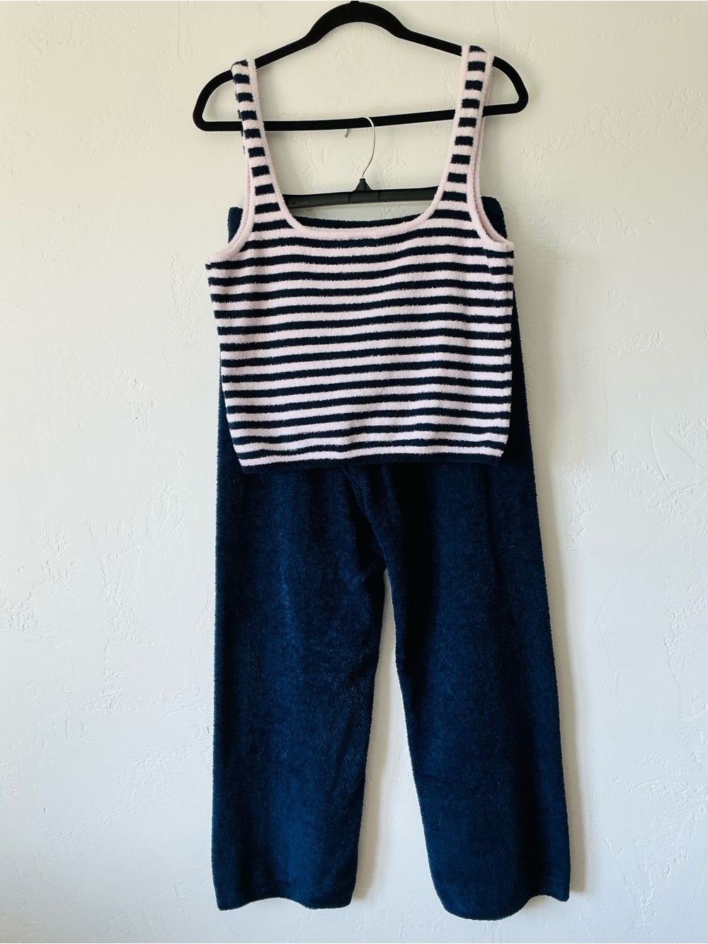 Free People Movement Cozy Season Navy Striped Tank & Navy Pant